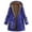 Blue, variant on Women's Plus Size Patchwork Sherpa Fleece Lined Hooded Jacket Fluffy Winter Ethnic Style Warm Outwear with Pockets