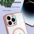 thumbnail image 3 of Magnetic Clear Case for iPhone 14 Pro Max 6.7 Inch 2022, Electroplated Magnetic Clear Slim Case for Women and Men [Military Drop Protection] Tempered Screen Protector(Pink), 3 of 11