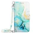 thumbnail image 2 of Crossbody Wallet Case for Motorola Moto G Power 2021, Marble Pattern Luxury PU Leather Detachable Shoulder Strap Lanyard Magnetic Clasp Flip Cover with Card Slots Holder Kickstand Case,Blue, 2 of 9