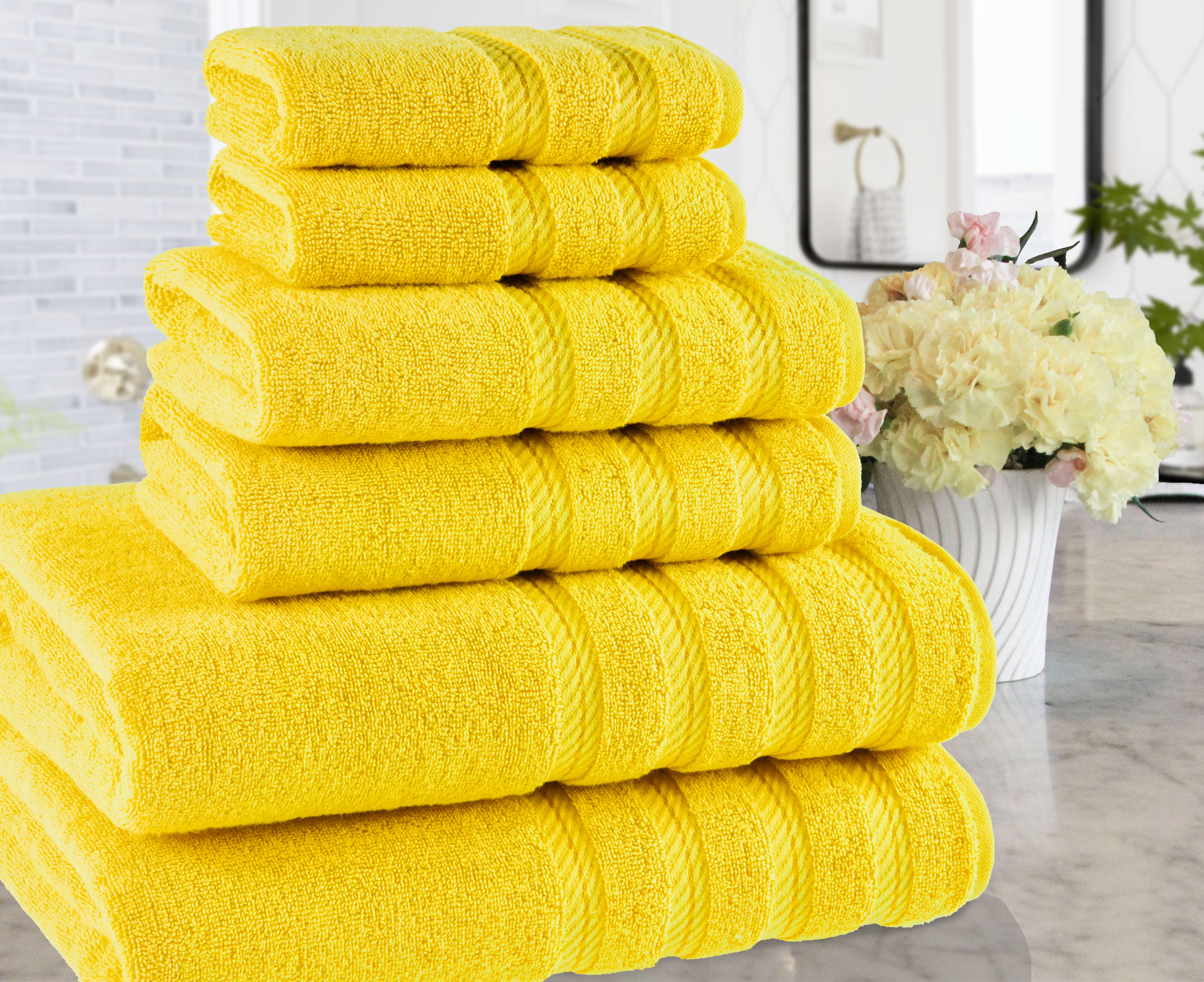 American Soft Linen 6-Piece Turkish Towel Set, Yellow photo 5