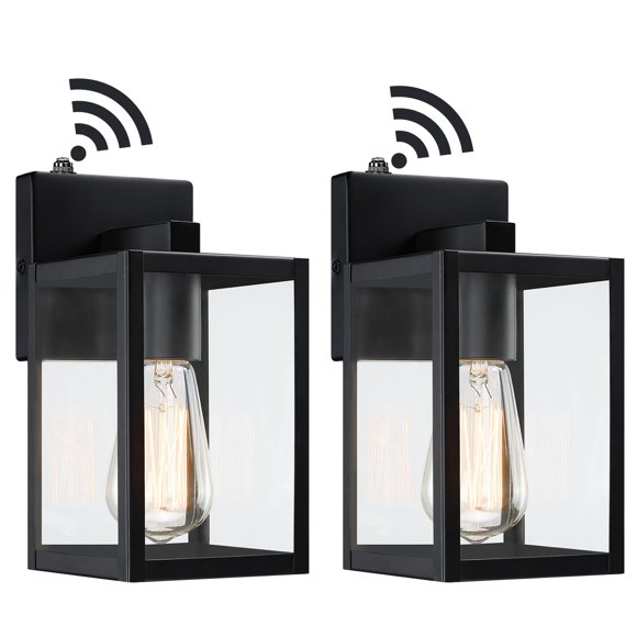 10 Inch Outdoor Wall Light Dusk to Dawn,2 Pack Outdoor Lanterns for Porch,Small Outdoor Sconce Lights with Sensor,Photocell Wall Lantern for Porch Patio Garage