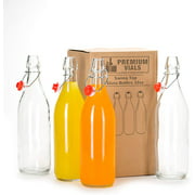 Set of 4-33.75 Oz Giara Glass Bottle with Stopper Caps