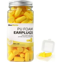 MaxWorks 51064 Yellow Ear Plugs – 60 PU Foam 1 Silicone Pair with Case, 38dB SNR, for Sleeping, Working, Shooting