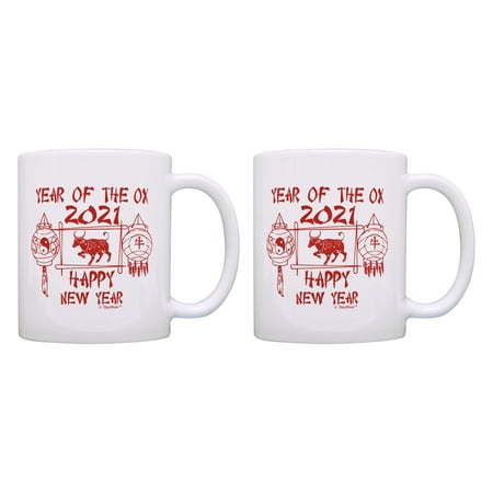 

ThisWear Lunar New Year Decor 2021 Year Of The Ox Happy New Year Lanterns 11 ounce 2 Pack Coffee Mugs