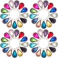 thumbnail image 2 of 1box Alloy Glass Pendants Faceted teardrop Mixed color 18x10x5~5.5mm Hole: 1.8~2mm 13color 4pcs/color 52pcs/box, 2 of 7