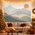 thumbnail image 2 of Minimalist Mountain Landscape with Rising Sun Serene Boho for Nature Lovers, Scenic Muted Gold Art Decor, Housewarming Gift Tapestry Wall Hanging for Bedroom and Living Room, 2 of 5