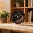 thumbnail image 3 of Hoease 10 Inch Silent Wall Clock, Wood Wave Luxury Decorative Wall Clock, Battery Operated Non-Ticking Round Clock for Living Room Bedroom Modern Home Decor, 3 of 10