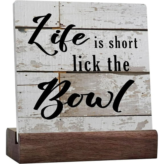 Funny Kitchen Sign Country Kitchen Decor Rustic Desk Decor Ceramic Table Sign Kitchen Table Decor Farmhouse Decor Kitchen Countertop Decor For Home Shelf Kitchen Cabinet Tiered Tray Fireplace Mantel