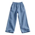 thumbnail image 4 of XFeng Men Linen Wide Leg Pants Drawstring Casual Trousers, 4 of 5
