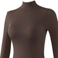 thumbnail image 3 of gbyLJF Womens Thermal Underwear Set Turtleneck Tops with Chest Pads and Long Johns 2 Piece Solid Color Cold Weather Shirts Leggings, 3 of 5