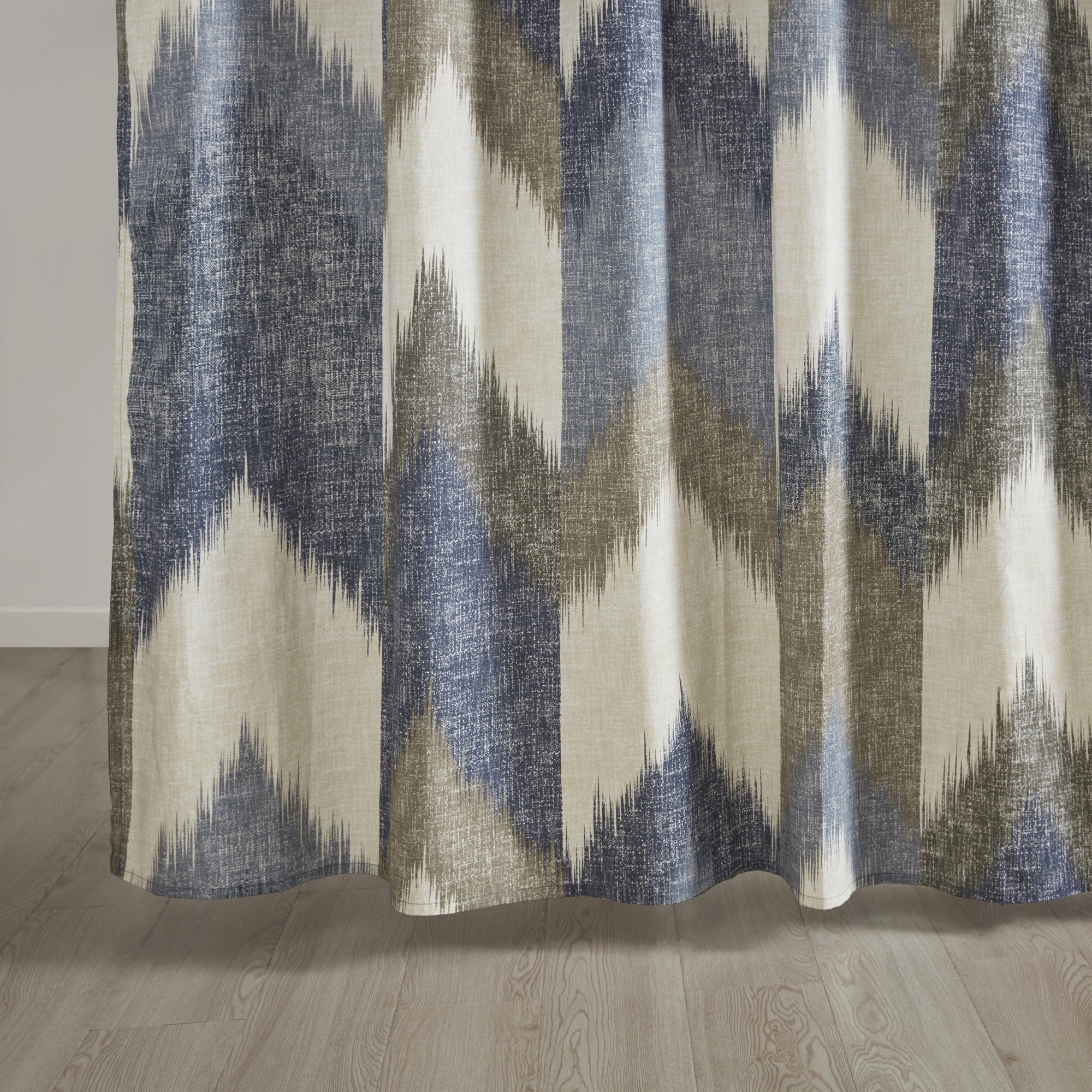 INK+IVY Chevron Shower Curtain, 100% Cotton Bathroom Curtain with 12 Button Holes, Navy, 72" x 72"