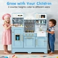 thumbnail image 2 of Gymax Kids Play Kitchen w/ Stoves Faucet Sink Clock Coffee Machine Range Hood Blue, 2 of 10