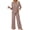 Coffee, variant on Pajamas Sets for Women Casual Two Piece Lounge Sets 3/4 Sleeve Crew Neck Top Wide Leg Pants Vacation Travel Outfits