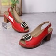 thumbnail image 5 of Viluyesy Womens Chunky Heeled Sandals, Rhinestone Leather Peep Toe Adjustable Buckle Dressy Fashion Shoes Red US7, 5 of 8