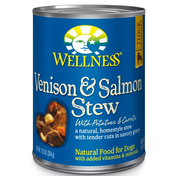 Wellness Thick & Chunky Natural Canned Dog Food, Venison & Salmon Stew