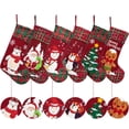 thumbnail image 2 of Christmas Stockings GEX 21" 2025 Embroidered Linen Applique Burlap Fireplace Hanging Christmas Ornament for Family Decorations Holiday Xmas Gift New 6 Pack, 2 of 6