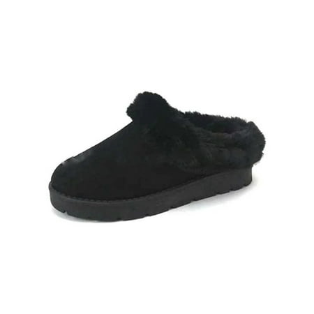 

Zodanni Women Casual Winter Warm Shoes Indoor Outdoor Lightweight Fluffy Loafers Anti-Slip Slip On Moccasin Slippers Black 9
