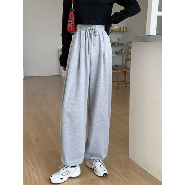 HOUZHOU Gray Sweatpants for Women 2022 Autumn New Baggy Fashion Oversize  Sports Pants Balck Trousers Female Joggers Streetwear 