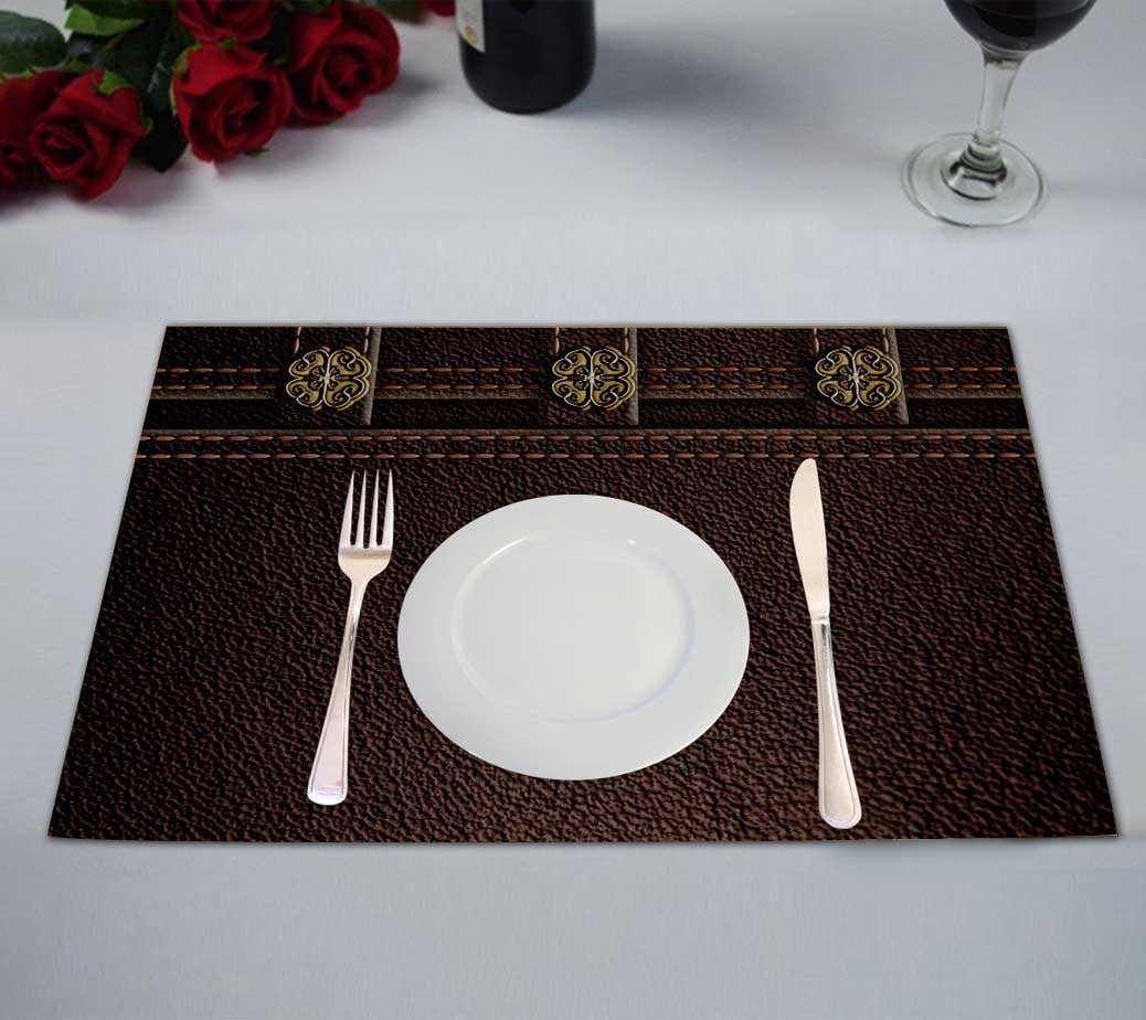 PKQWTM Leather Texture Kitchen Dining Table Mats Placemats Size 12x18