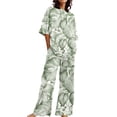 thumbnail image 1 of Summer Outfits For Women 2 Cotton Linen Set Oversized T Shirts Straight Leg Pant Plus Size Tracksuit, 1 of 5