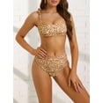 thumbnail image 2 of DARING DIVA Tie Shoulder Leopard Print Bandeau Bathing Suits XL Khaki, 2 of 6