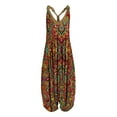 thumbnail image 1 of FASHIONWT Retro Floral Print Baggy Summer Strappy Sleeve Crotch Jumpsuits Women, 1 of 2