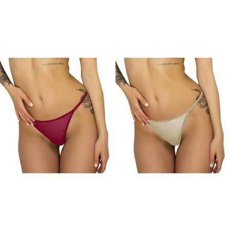 (2-Pack) Kcodviy Women Soild Embroidered Lace Panties for Women Plus Size Pack Mesh Sheer Thong Panties Pads Underwear for Women Plus Size T Pants Low Waist Plus Size Underwear