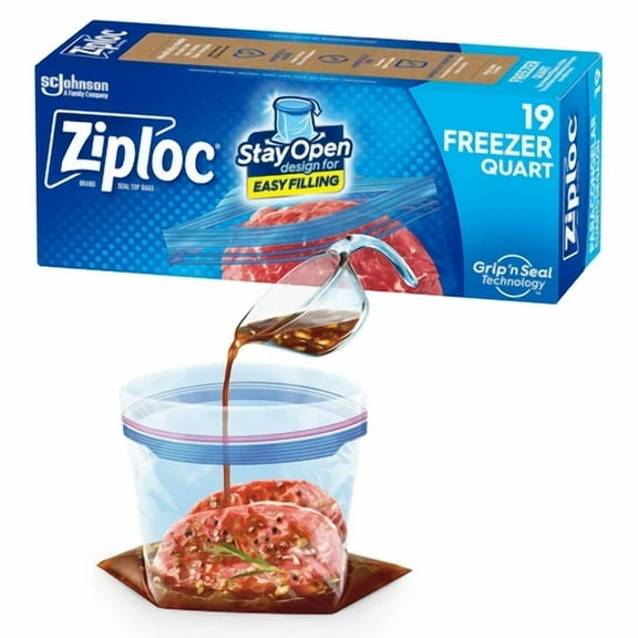 Ziploc Quart Food Storage Freezer Bags, Grip 'N Seal Technology For Easier Grip,