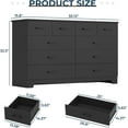 thumbnail image 6 of 10 Drawers Dresser for Bedroom with Charging Station, Modern Long Chest of Drawers Storage Organizer, 55.1'' Wide Black Dresser TV Stand for Living Room, 6 of 9