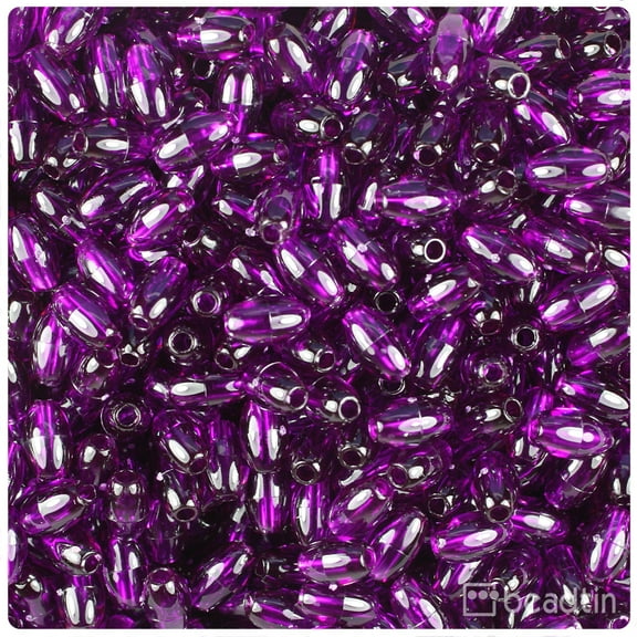 BeadTin Dark Amethyst Transparent 9mm Oat Plastic Beads (500pcs)