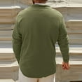 thumbnail image 5 of Men Linen Shirts,Solid Color Long Sleeve Stand-up Collar Button Henley Shirt Office Casual Breathable Blouses Outdoor Fashion Pullover Tops Mens Fall Winter Basic Tees with Pocket S-XXL, 5 of 9