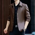 thumbnail image 4 of Chaqueta de cuero genuino para hombre, de piel de oveja, para motocicleta, nueva, para otoño e invierno, con botones, informal, para negocios, 4 of 4