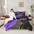 thumbnail image 4 of Homewish Watercolor Marble Women Full Size Comforter Sets, Purple Marbling Artwork Bedding Comforter Set, Modern Fashion Abstract Reversible Bedding Sets, Lightweight Room Decor, 3 Pieces, 4 of 8
