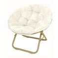 thumbnail image 1 of Urban Shop Faux Fur Saucer Chair with Metal Frame, One Size, White, 1 of 5