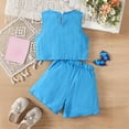 thumbnail image 4 of Xyant Toddler Baby Girl Clothes Knit Floral Fly Sleeve Tops Shorts Cute Summer Spring Outfits Infant Baby Girl Clothing Set (Blue,4-5 Years), 4 of 7