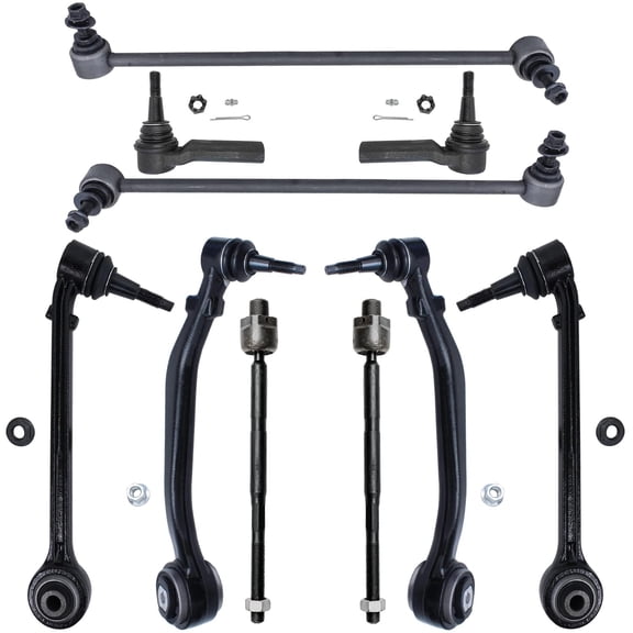 Detroit Axle - Front 10pc Control Arms Kit for 2010-2015 Chevy Camaro, 4 Lower Forward & Rearward Control Arms 4 Tie Rods 2 Sway Bars Suspension Kit 2011 2012 2013 2014 Replacement