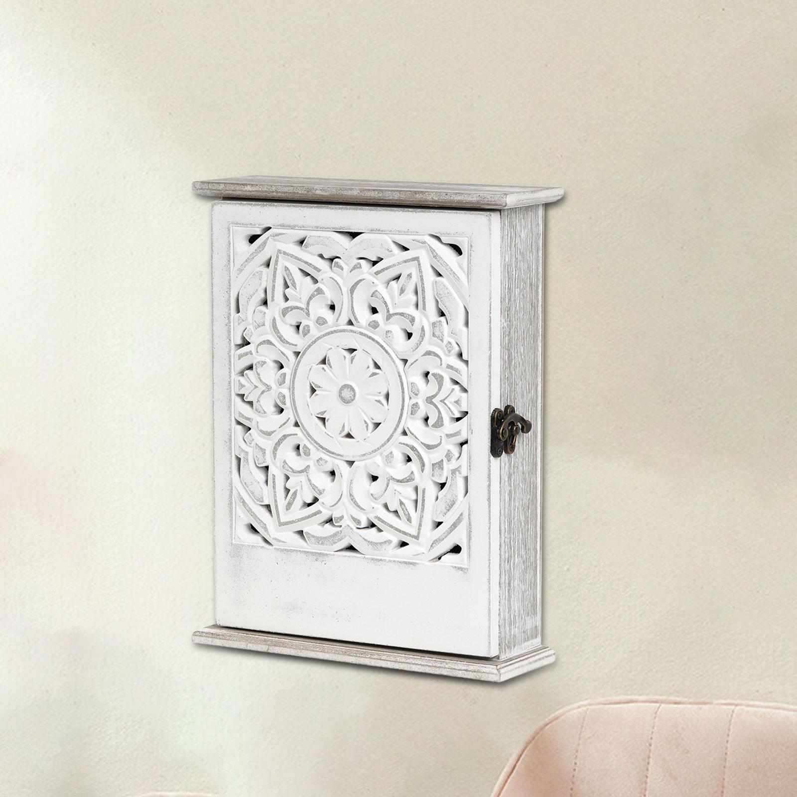 Key Box Key Holder Key Cabinet Solid Wood with 6 Hooks for Entryway Offices and Homes Decoration