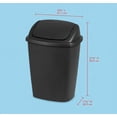 thumbnail image 2 of 7.5 Gallon (30 Quart) Black Plastic Kitchen Trash Can with Swing Top Lid - Slim Rectangular Garbage Bin Wastebasket, 2 of 5