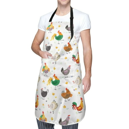 

Cauagu Funny Chicken Aprons with Pockets Waterproof Apron for Women Kitchen Cooking Apron Adjustable Bib Aprons Chef Apron for Cooking Drawing Crafting