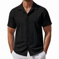 thumbnail image 2 of Domuza Floral Sheer Lace Shirt for Men Casual Button Down Short Sleeve Cuban Mesh Beach Shirts Black 3XL, 2 of 5