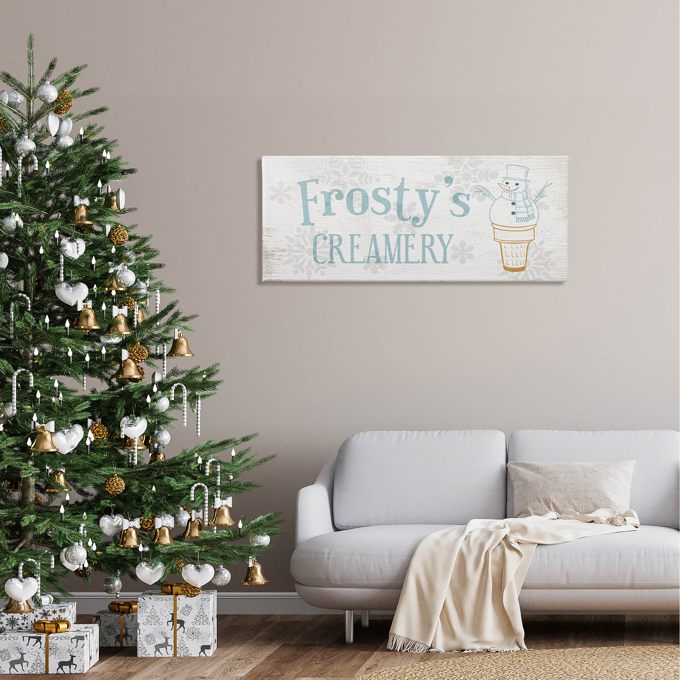 Frosty's Creamery Winter Ice Cream Holiday Graphic Art Gallery Wrapped Canvas Print Wall Art
