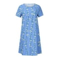thumbnail image 4 of IROINNID Summer Dresses for Women Women Beach Knee Length Dresses with Round Neck and Short Sleeve Ruffled Floral Summer Outfits Dress, 4 of 5