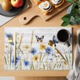 thumbnail image 2 of Butterflies Flower Placemats Set of 6 Country Wood Grain Leaves Farmhouse Place Mats Indoor Wipeable Table Mats Washable Cloth Dining Table Placemats for Kitchen Holiday Party Home Decor 13x19 Inch, 2 of 9