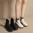 thumbnail image 7 of Lovskoo Ankle Boots for Women Round Toe Platform 2024 Fall And Winter Style British Style Shoes Slim Trendy Versatile Short Booties Black, 7 of 7