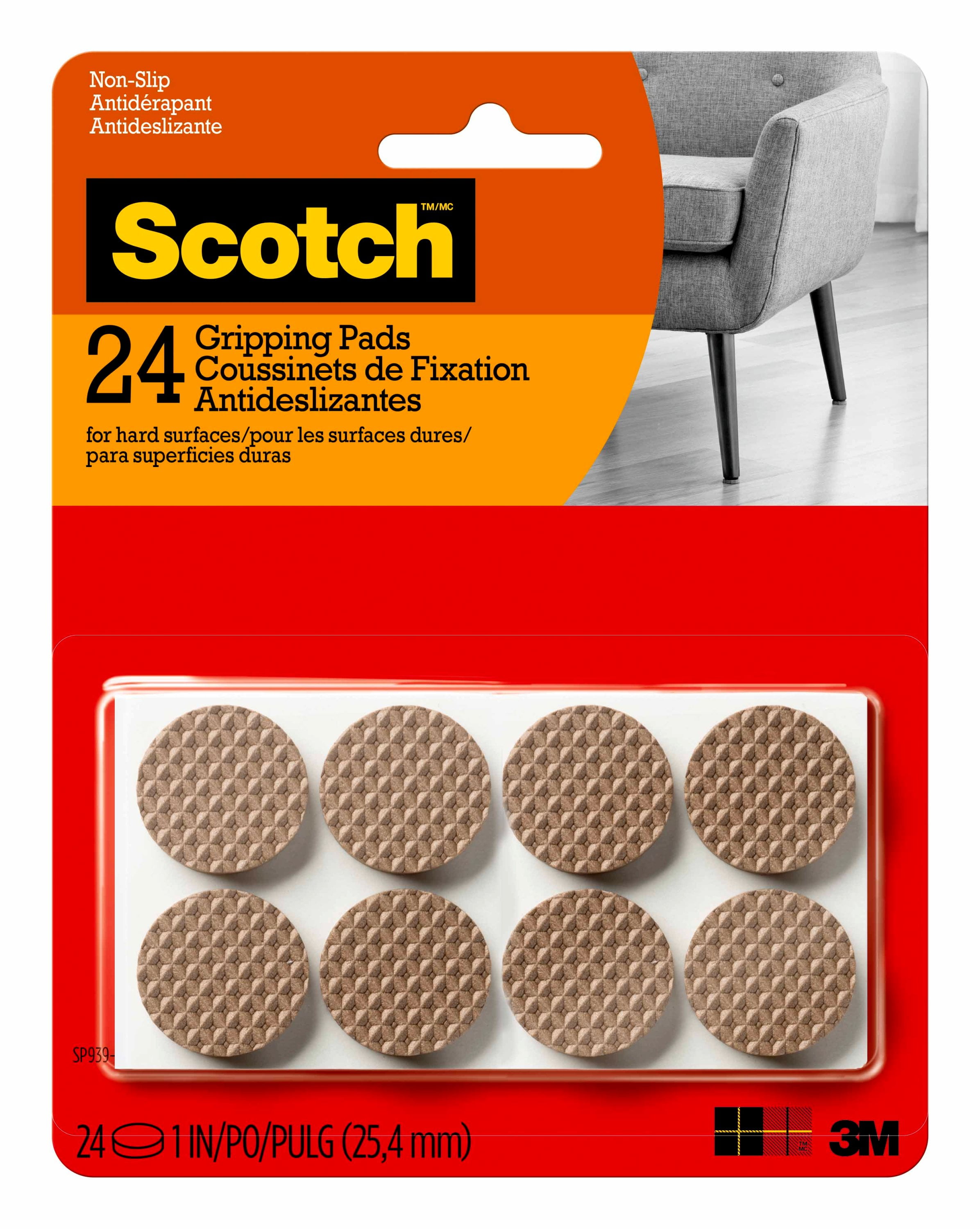 Scotch™ Gripping Pads, 1 in. Diameter, Brown, 24 Pads