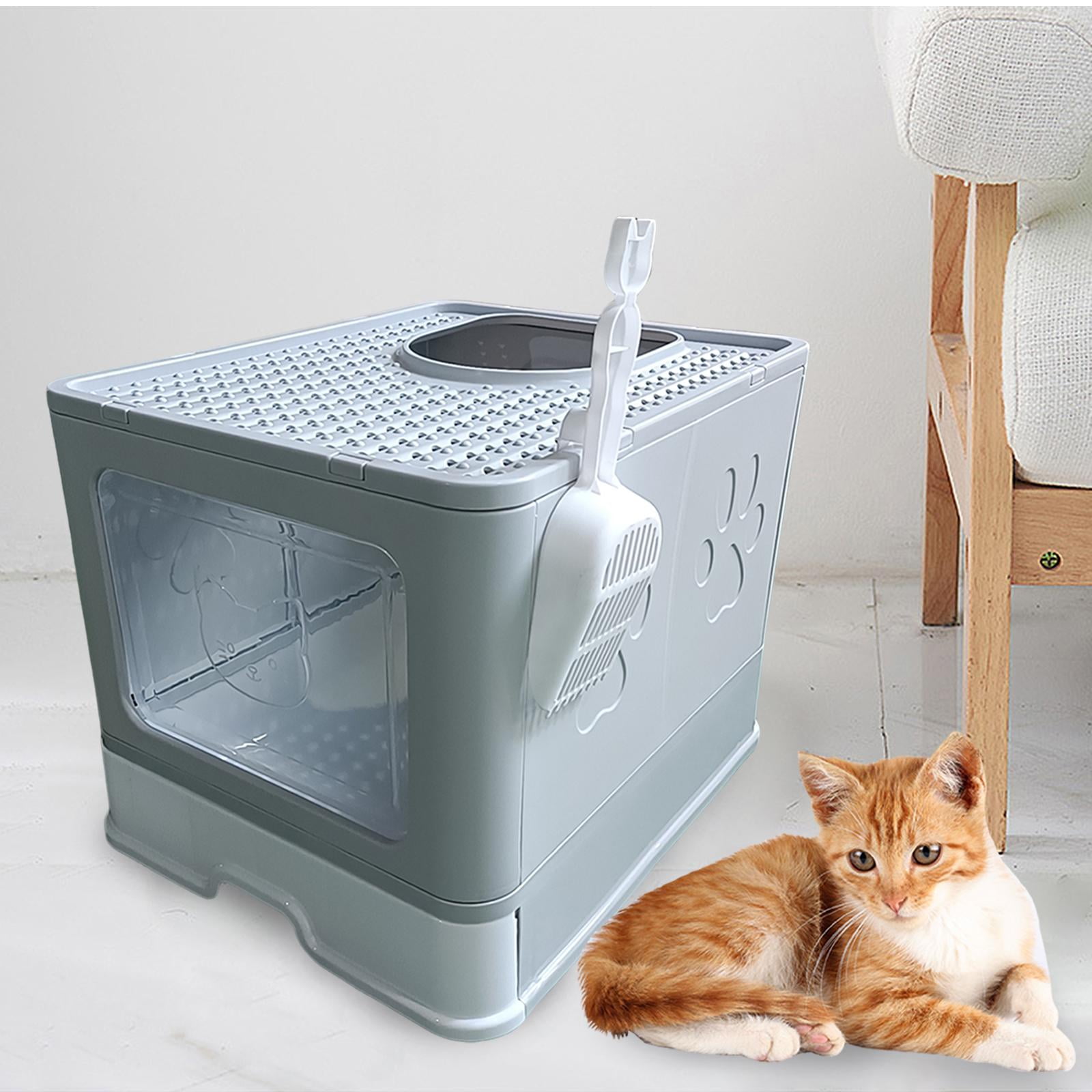 Bvdfgk Hooded Cat Litter Box with Lid, Indoor Cats Litter Box Enclosed Cat Toilet with Gray