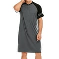 thumbnail image 4 of DODOING Mens Sleep Shirt Sleepwear Raglan Sleeve Nightshirt Patchwork Long Button Loose Pajama Casual Sleepshirt Homewear, 4 of 8