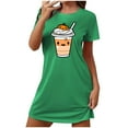 thumbnail image 1 of Tnhcen Vêtements de Nuit d'Halloween Cool Grande Taille Robe à Manches Courtes Imprimé Dessin Animé Col Rond Polyester Spandex Doux P-2TG pour Fêtes de Saison Chaude, 1 of 5