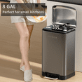thumbnail image 4 of Stainless Steel Kitchen Trash Can with Lid, 30L / 8gal Commercial Bathroom Medium Office Step Waste Basket, Metal Garbage Pail Foot Pedal Brushed Eclipse-Grey for Near Desk, Bedroom, Rv, 4 of 6