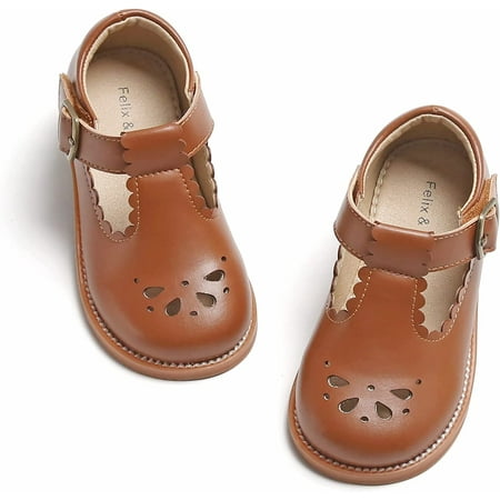 

QWZNDZGR Toddler Little Girl Princess Dress Shoes-Mary Jane Flats for Girl Party School Shoes.